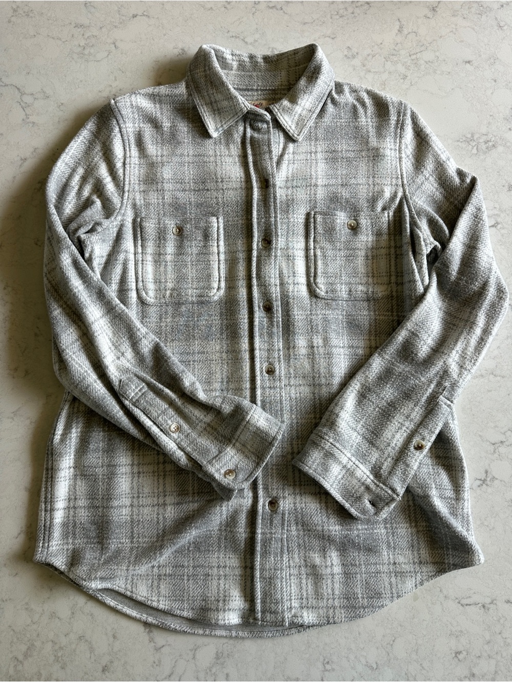 Faherty Gray Plaid Button-Down Shirt